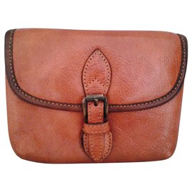 Autre Marque Lorenzo leather clutch light brown Light brown