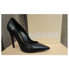 Galliano-Galliano glitter pumps-Black