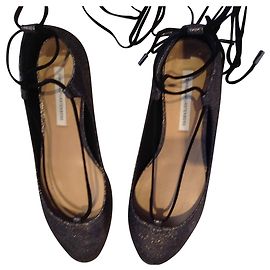 Diane von Furstenberg Pewter Ballet Flats Metallic Dark grey