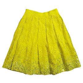 Falda amarilla Matthew Williamson de seda y algodón Amarillo