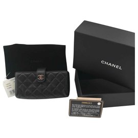 Chanel-Etui de téléphone portefeuille-Noir