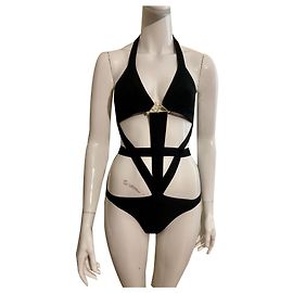 Herve Leger Schwarzer Monokini Schwarz