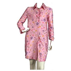 Ermanno Scervino Abrigo de seda estampado floral Rosa