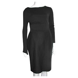 Escada black wool blend dress with long sleeves Black