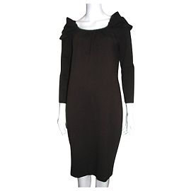 Vestido Escada marrom com ombros de fora Marrom