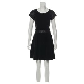 Diane Von Furstenberg-Delyse Leather-Trimmed Dress-Black