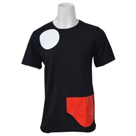Autre Marque-J.W. ANDERSON Men's Black Geometric Abstract Patches T-Shirt Size L LARGE-Black,White,Red