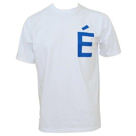 Autre Marque-ÉTUDES Blanco W / Logotipo azul 'E' Camiseta Talla M MEDIO-Blanco,Azul