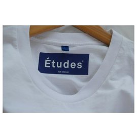 Autre Marque-ÉTUDES Branco Com Azul Logo 'E' T-shirt Tamanho M MÉDIO-Branco,Azul
