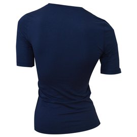 Céline-CELINE Azul Marinho T-Shirt Top Size S PEQUENO-Branco,Azul marinho
