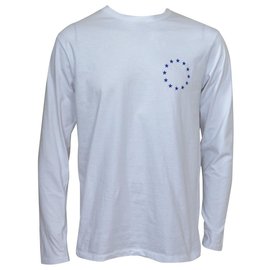 Etudes-ÉTUDES WONDER EUROPA Langärmeliges weißes T-Shirt Größe M MITTEL-Weiß,Blau