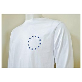 Etudes-ÉTUDES WONDER EUROPA Langärmeliges weißes T-Shirt Größe M MITTEL-Weiß,Blau