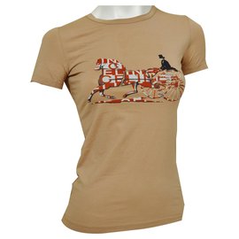 Céline-Céline Camel Top T-Shirt Tamanho S PEQUENO-Caramelo
