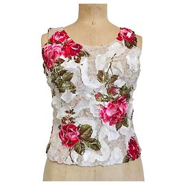 Autre Marque Top OriginalTee em poliéster plissado branco e vermelho Branco Vermelho
