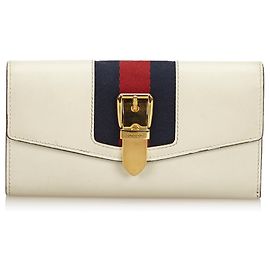 Gucci White Sylvie Leather Continental Long Wallet White