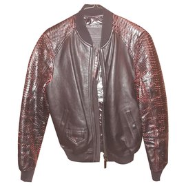 Philipp Plein Python Sleeve Jacket Black Red Black Red