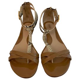 Fendi-Printed python summer sandals-Beige