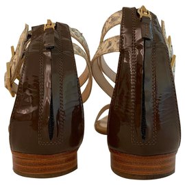 Fendi-Printed python summer sandals-Beige