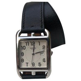 Hermès-Hermes Cape Cod lined Tower Watch-Black,Silvery