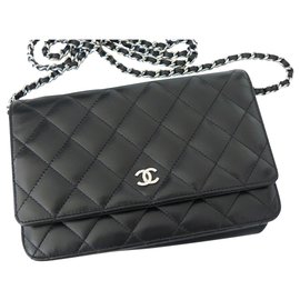 Chanel-WOC Wallet auf Kette-Schwarz