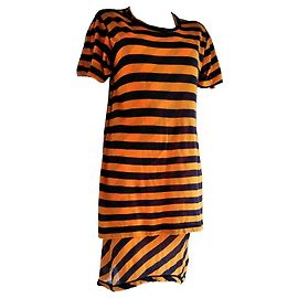 Mini vestido con túnica a rayas de Junya Watanabe Naranja Gris