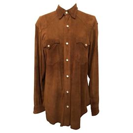 Ralph Lauren Wildleder-Überhemd Hellbraun