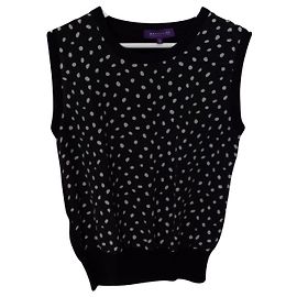 Autre Marque T-shirt Manoukian de lã e seda preta com bolinhas Preto