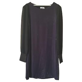 Vestido Day Birger & Mikkelsen de seda e rayon roxo com mangas pretas Preto Roxo