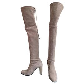 Stuart Weitzman Highland Suede Over-The-Knee Boots Grey