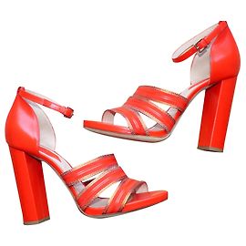 Elie Saab Red Leather Sandals Red