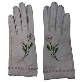 Hermès leather gloves cream Cream
