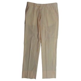 Autre Marque Piombo Hose gelb gestreift Baumwolle Weiß Gelb