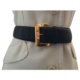 Pierre Cardin-Hermoso cinturón de mujer "Pierre Cardin" en cuero negro T42/44-Negro