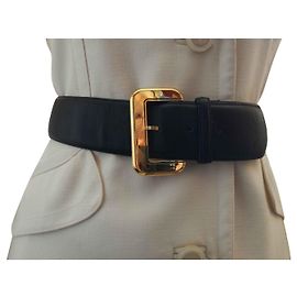 Lindo cinto "Pierre Cardin" mulher em couro preto T42/44 Preto