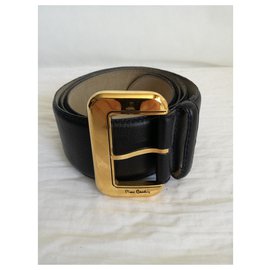 Pierre Cardin-Hermoso cinturón de mujer "Pierre Cardin" en cuero negro T42/44-Negro