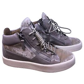 Giuseppe Zanotti Kriss Sneaker grau Leder Samt Anthrazitgrau