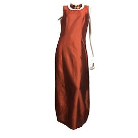 René Lezard Maxi cocoon silk dress Brown