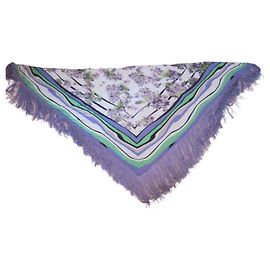 Sciarpa Roberto Cavalli in seta con fiori e frange Multicolore