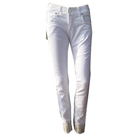 Calças Jeans Met Brancas de Algodão Branco