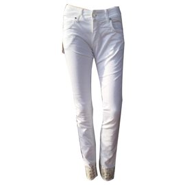 Vaqueros Met Blancos de Algodón Blanco