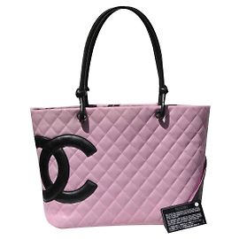 Cabas Chanel Cambon GM noir et rose en cuir Noir Rose