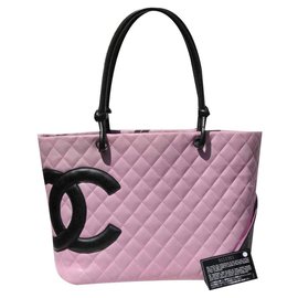 Chanel-Saco GM Cambon-Preto,Rosa