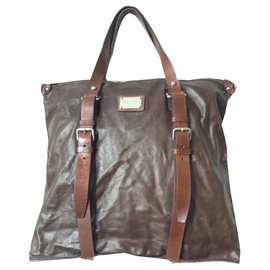 D&G-LARGE LEATHER SHOPPER BROWN UNISEX-Brown