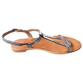 Autre Marque The Tropeziennes Sandals Silvery Leather 38 Silvery