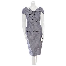 Christian Dior Abito gonna di seta Grigio