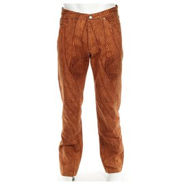 Gianfranco Ferré-GIANFRANCO FERRE JEANS - STRAIGHT LEG PYTHON PRINT PANTS-Python print