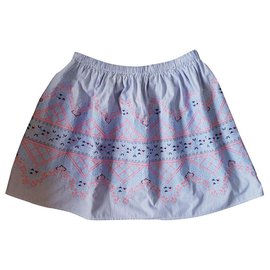 Jupe Manoush en coton bleu multicolore Bleu Multicolore