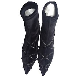 Sonia Rykiel Rhinestone Chain Ankle Boots Black