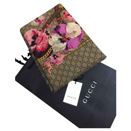 Gucci-GUCCI FLORAL SCARF  NEW-Pink,Multiple colors,Beige
