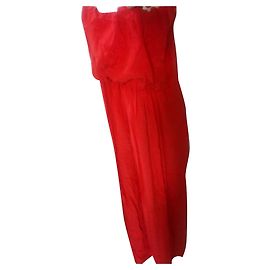 Autre Marque Marlene Birger Red Silk Dress with Slit Size S Red